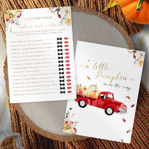 Little Pumpkin Fall Who Said It Baby Shower Game Invitation