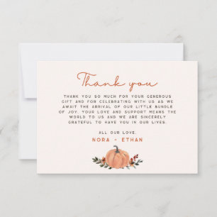 Little Pumpkin Fall Wildflower Pattern Baby Shower Thank You Card
