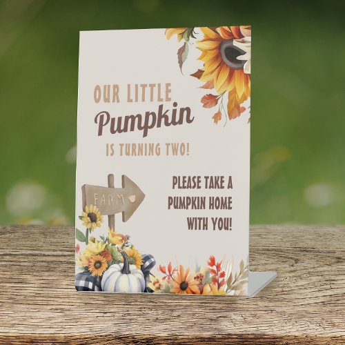 Little Pumpkin Farm Birthday Favor Pedestal Sign