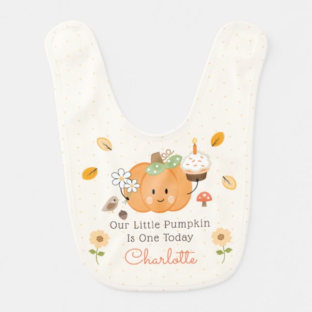Little Pumpkin First Birthday Baby Bib Girl (Front)
