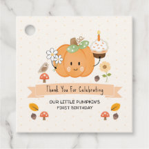 Little Pumpkin First Birthday Girl Favor Tag