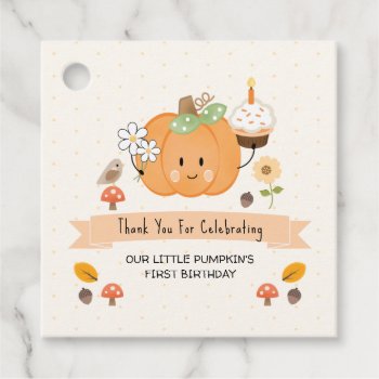 Little Pumpkin First Birthday Girl Favor Tag by OccasionInvitations at Zazzle