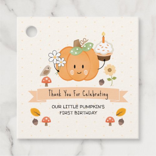 Little Pumpkin First Birthday Girl Favor Tag