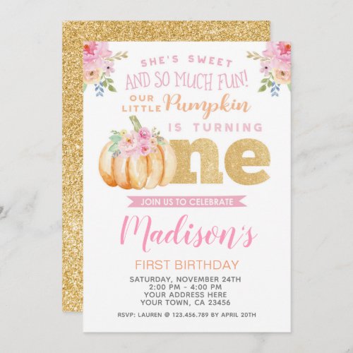 Little Pumpkin First Birthday Invitation