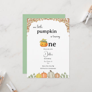 Little Pumpkin First Birthday Invitation