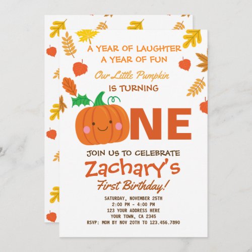 Little Pumpkin First Birthday Invitation