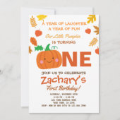 Little Pumpkin First Birthday Invitation (Front)