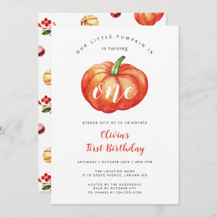 Little pumpkin first birthday party invitation