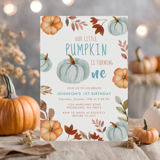 Little Pumpkin First Birthday Party Invitation (Creator Uploaded)