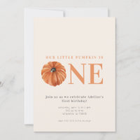 Little Pumpkin First Birthday Party Invitation