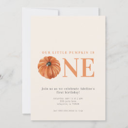 Little Pumpkin First Birthday Party Invitation