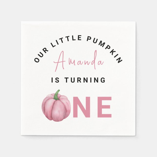 Little Pumpkin first Birthday Party  Napkins (Front)