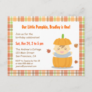 Little Pumpkin First Thanksgiving Birthday Party Invitation