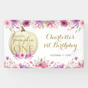 Little Pumpkin Floral 1st Birthday Party Banner