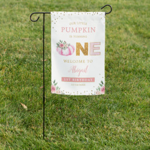 Little Pumpkin Floral 1st Birthday Welcome Sign