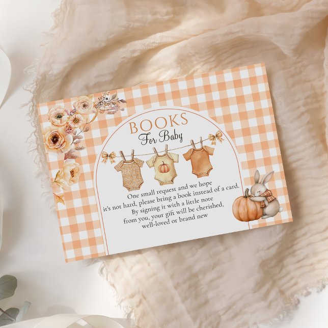 Little Pumpkin Floral Baby Shower Book Request Enclosure Card (Creator Uploaded)