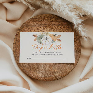 Little Pumpkin Floral Baby Shower Diaper Raffle Enclosure Card