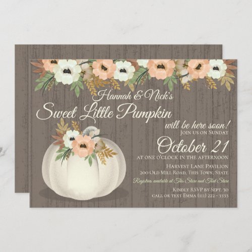 Little Pumpkin Floral Baby Shower Invitation