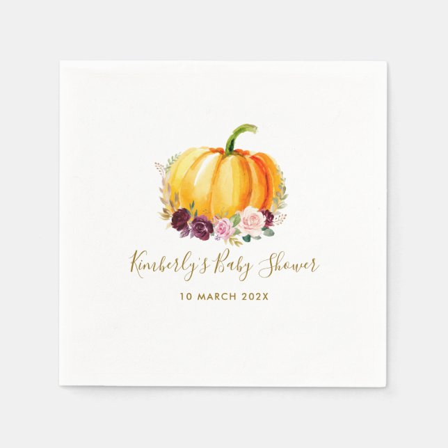 Little pumpkin floral baby shower napkins (Front)
