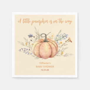 Little pumpkin floral baby shower Paper Plate Napkins