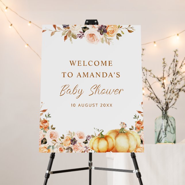 little pumpkin floral baby shower sign (In Situ (Stand))