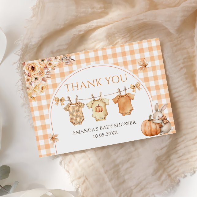 Little Pumpkin Floral Baby Shower Thank you card (Creator Uploaded)