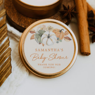 Little Pumpkin Floral Baby Shower Thank You Favor Classic Round Sticker