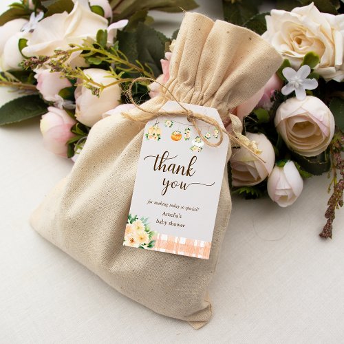 Little Pumpkin Floral Baby Shower Thank you Favor Gift Tags