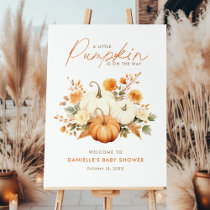 Little Pumpkin Floral Baby Shower Welcome Sign