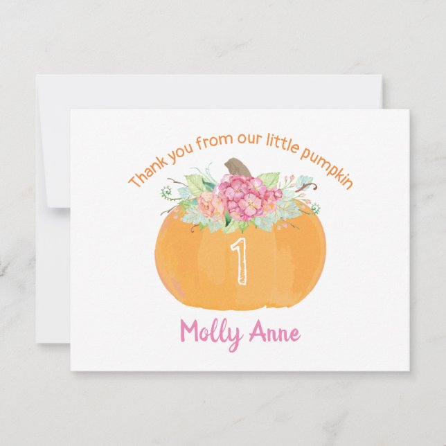 Little Pumpkin Floral Birthday Girl Fall Thank You (Front)