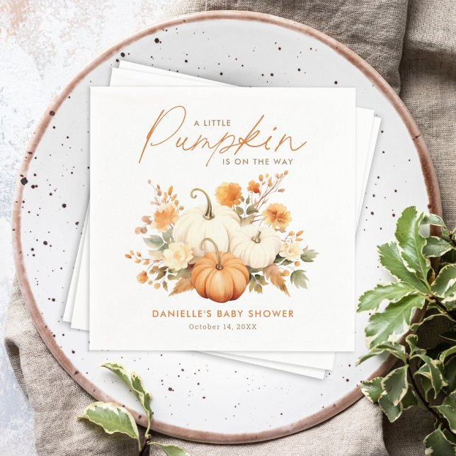 Little Pumpkin Floral Boho Botanical Baby Shower  Napkins (Creator Uploaded)