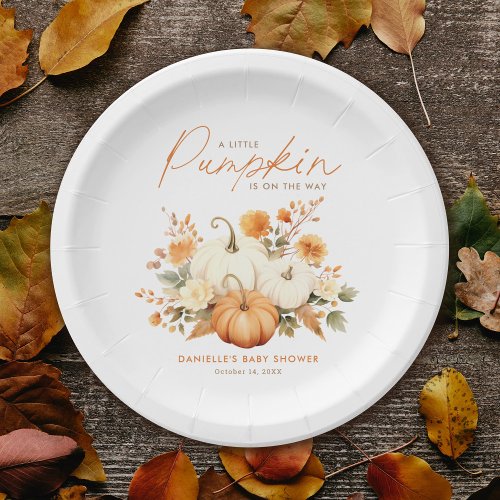 Little Pumpkin Floral Boho Botanical Baby Shower  Paper Plates