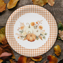 Little Pumpkin Floral Boho Botanical Baby Shower  Paper Plates