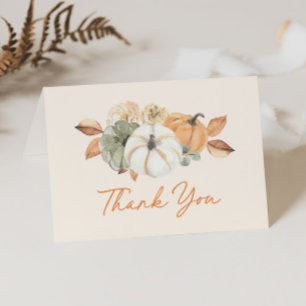 Little Pumpkin Floral Boho Elegant Baby Shower Thank You Card
