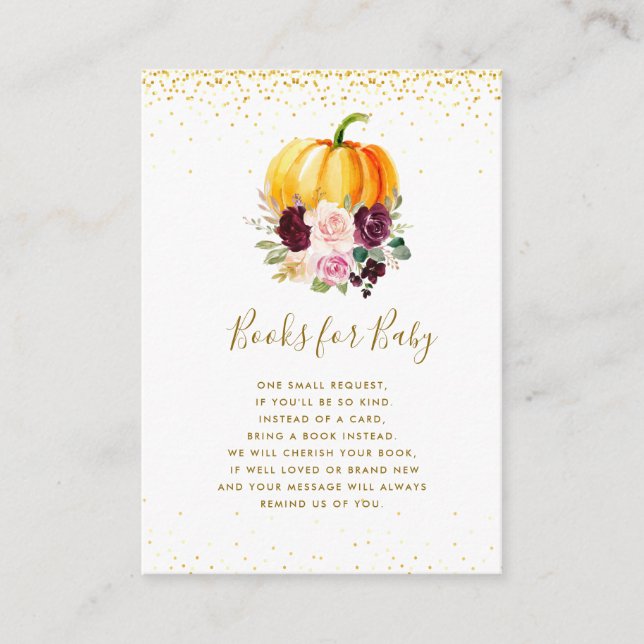 little pumpkin floral books for baby card (Front)
