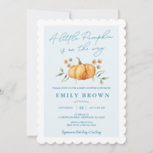 Little Pumpkin Floral Boy Baby Shower Invitation