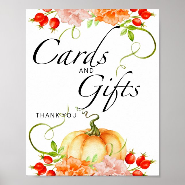 Little pumpkin floral cards and gifts sign (Front)