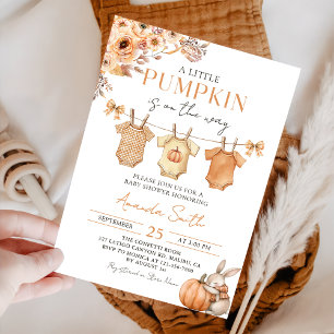 Little Pumpkin Floral Fall Baby Shower Invitation