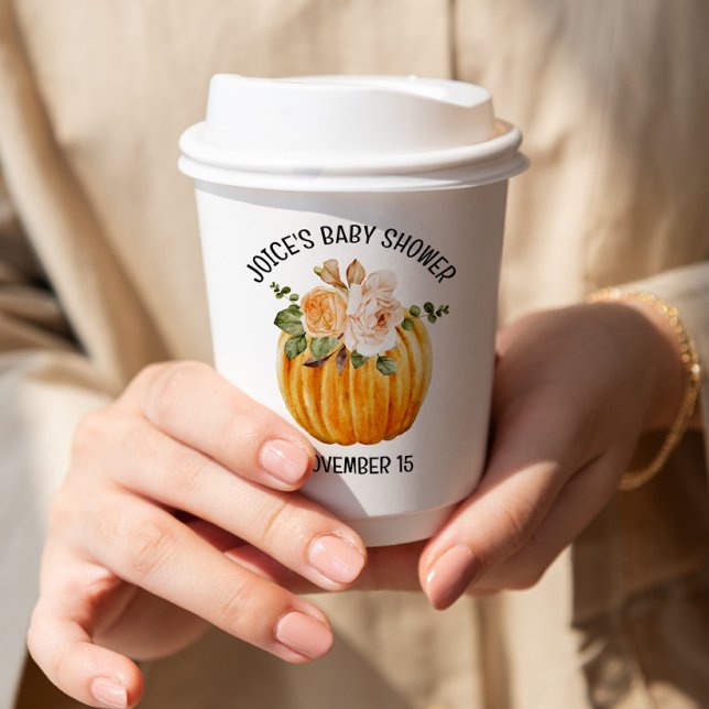 Little Pumpkin Floral Fall Baby Shower Paper Cups (Creator Uploaded)