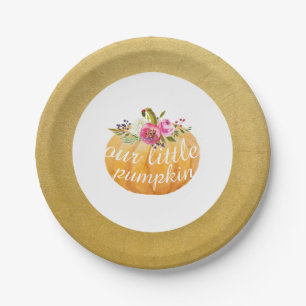 Little Pumpkin Floral Fall Paper Plates