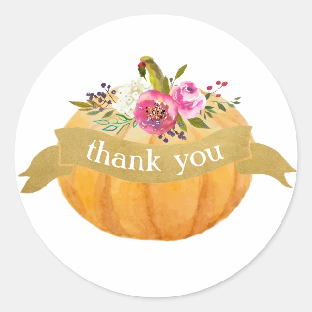 Little Pumpkin Floral Fall Sticker (Front)