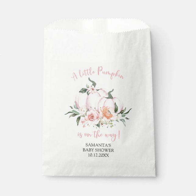 Little Pumpkin Floral Girl Baby Shower Favor Bag (Front)
