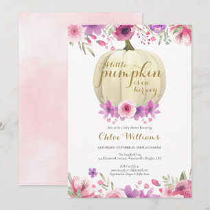Little Pumpkin Floral Girl Baby Shower Invitation