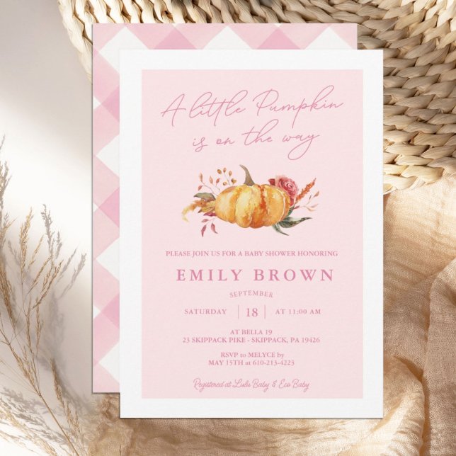 Little Pumpkin Floral Girl Baby Shower Invitation (Creator Uploaded)