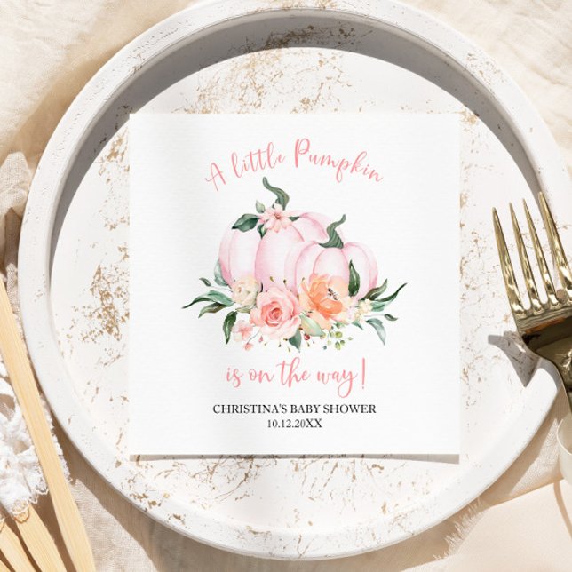 Little Pumpkin Floral Girl Baby Shower Napkins (Creator Uploaded)