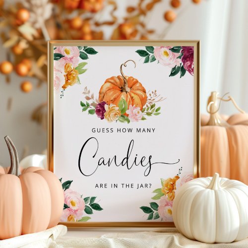 Little pumpkin floral guess how many candies  poster