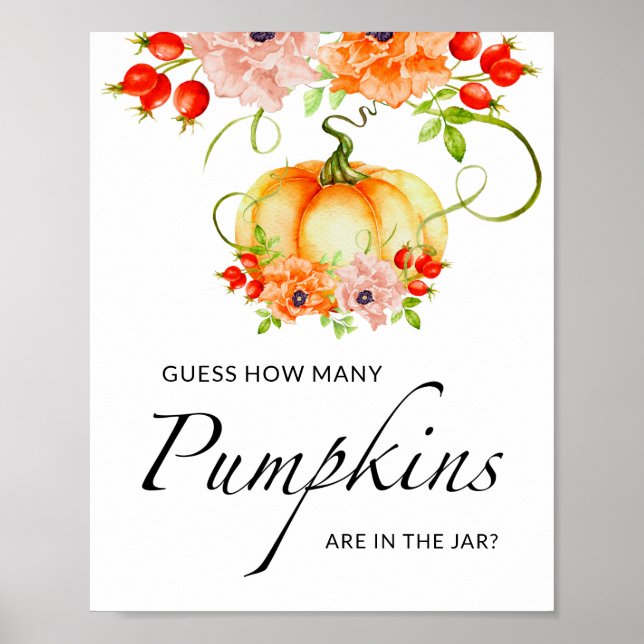Little pumpkin floral guess how many pumpkins post poster (Front)