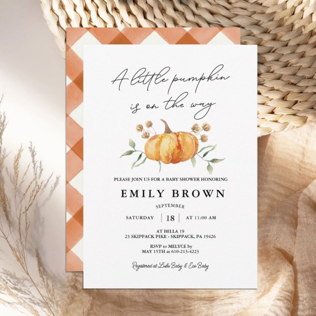 Little Pumpkin Floral Neutral Baby Shower Invitation (Creator Uploaded)