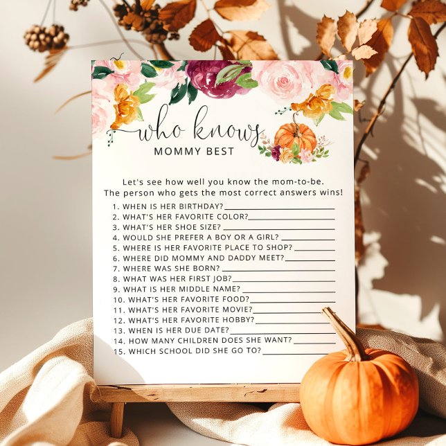 Little pumpkin floral Who knows mommy best game (Creator Uploaded)