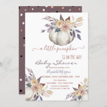 Little Pumpkin Flowers,Dotted  Baby Shower  Invitation